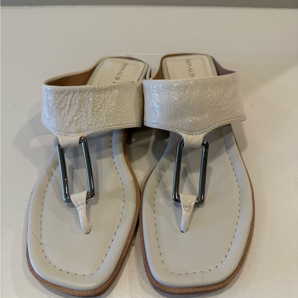 Donald J. Pliner Cream Sandals with Silver Accents